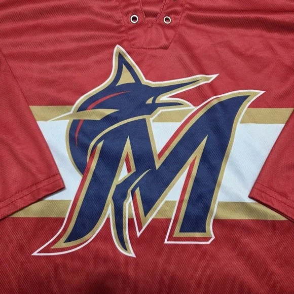 Miami Marlins Promotional Florida Panthers Hockey Jersey MLB NHL Youth Size XL - Picture 3 of 9